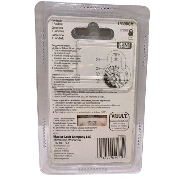 Master Lock Combination Padlock - Red - Picture 2 of 3